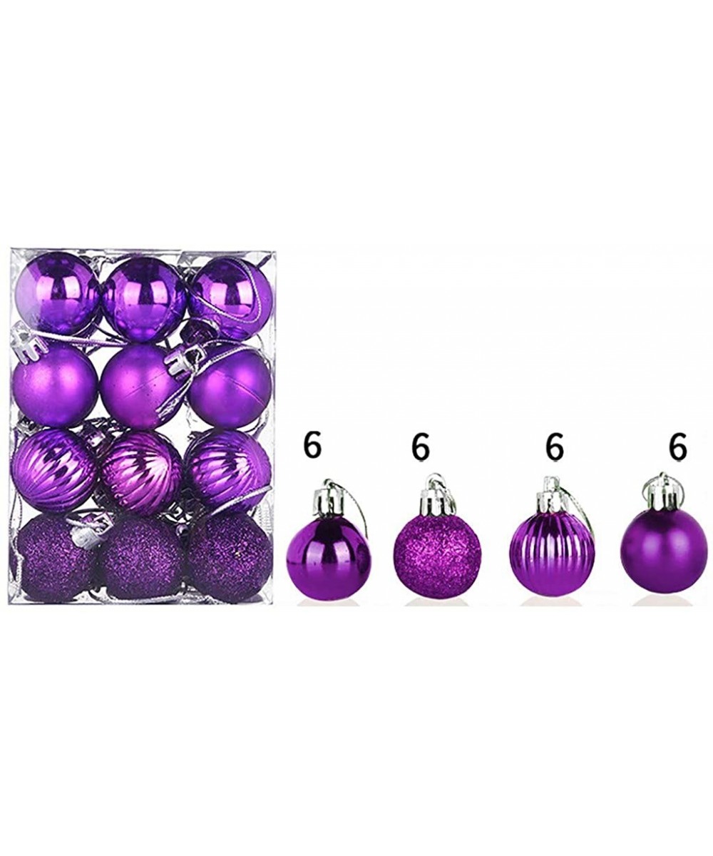 Christmas Balls Ornaments 24pcs For Xmas Tree Ball Hanging Holiday Wedding Party Decoration Home Decor - B Purple - C819KA04D...