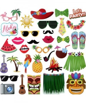 68 Pieces Luau Photo Booth Props- Hawaiian Photo Booth Props- Beach Tropical Tiki Summer Party Decorations Supplies (68 Piece...
