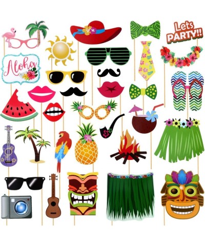 68 Pieces Luau Photo Booth Props- Hawaiian Photo Booth Props- Beach Tropical Tiki Summer Party Decorations Supplies (68 Piece...