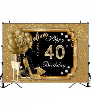 New 40th Birthday Photography Backdrop Fabulous Forty Gold Ballons Heels Champagne Glass Photo Background 250x180cm Happy 40t...