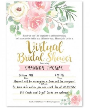 25 Pink Floral Virtual Bridal Shower Invitations- Fill in The Blank Bachelorette Party Invites for The Bride or Couple- Onlin...