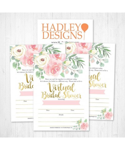 25 Pink Floral Virtual Bridal Shower Invitations- Fill in The Blank Bachelorette Party Invites for The Bride or Couple- Onlin...