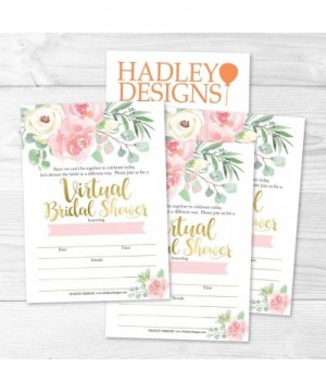 25 Pink Floral Virtual Bridal Shower Invitations- Fill in The Blank Bachelorette Party Invites for The Bride or Couple- Onlin...