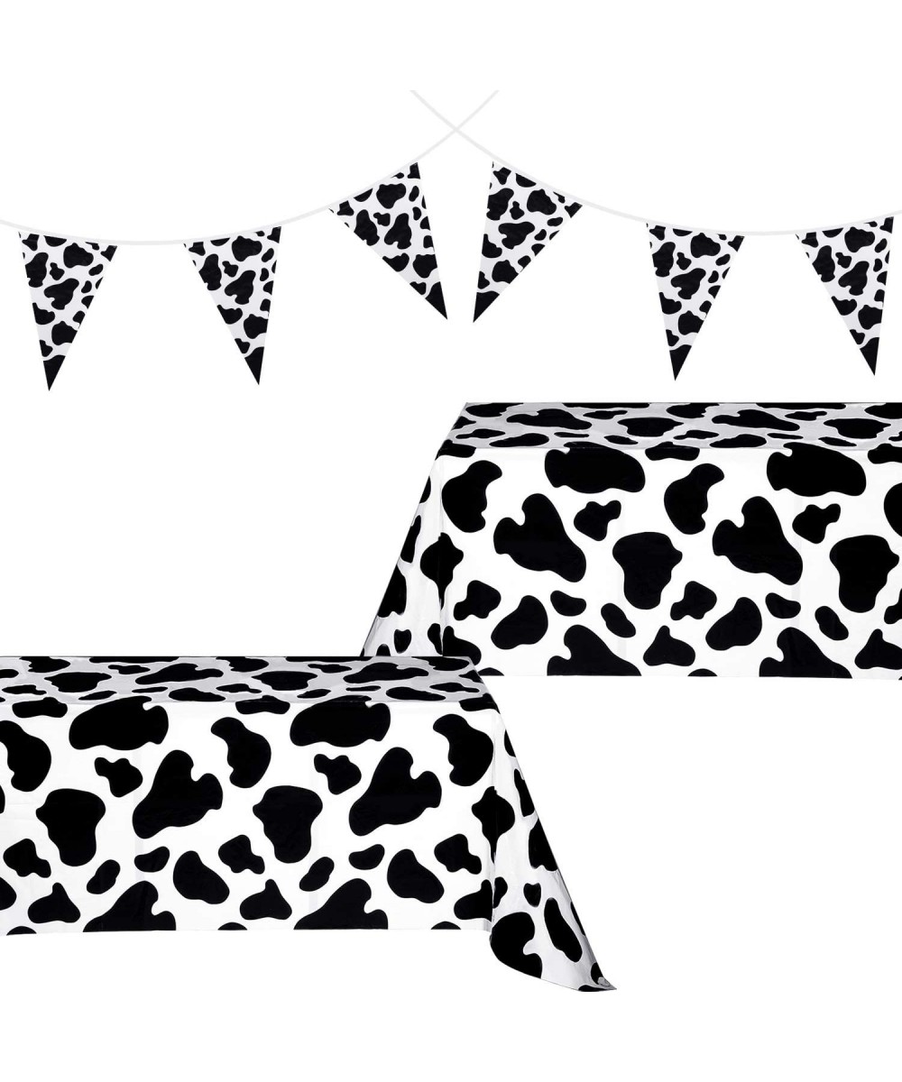 Cow Party Decorations- Include 2 Pieces cow print Table Covers table cloths and 2 Pieces cow Pennant Banner Flags - CU18YISZD...
