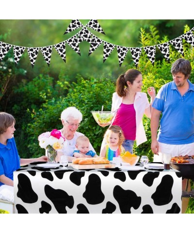 Cow Party Decorations- Include 2 Pieces cow print Table Covers table cloths and 2 Pieces cow Pennant Banner Flags - CU18YISZD...