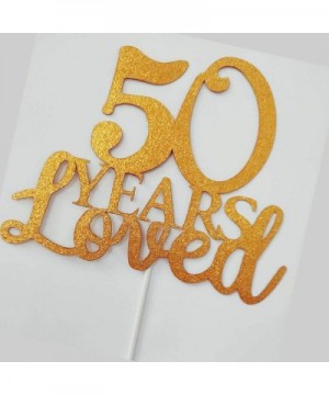 50 Years Loved gold Glitter Cake Topper for 50th Birthday or 50th Wedding Anniversary gold Glitter Party Decoration - CR199E5...