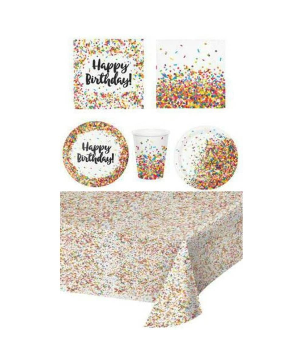 Disposable Plates- Napkins- Cups- Tablecloth- Sprinkle Confetti Birthday Party Supplies- 6-Piece Bundle - CX185KE0WTY $22.70 ...