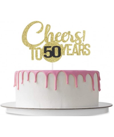 Cheers! To 50 Years Cake Topper- Happy 50 Anniversary Birthday Party Decoration- 50 Years Blessed Love Decoration-Adults Part...