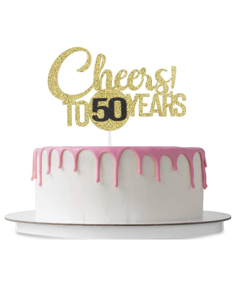 Cheers! To 50 Years Cake Topper- Happy 50 Anniversary Birthday Party Decoration- 50 Years Blessed Love Decoration-Adults Part...