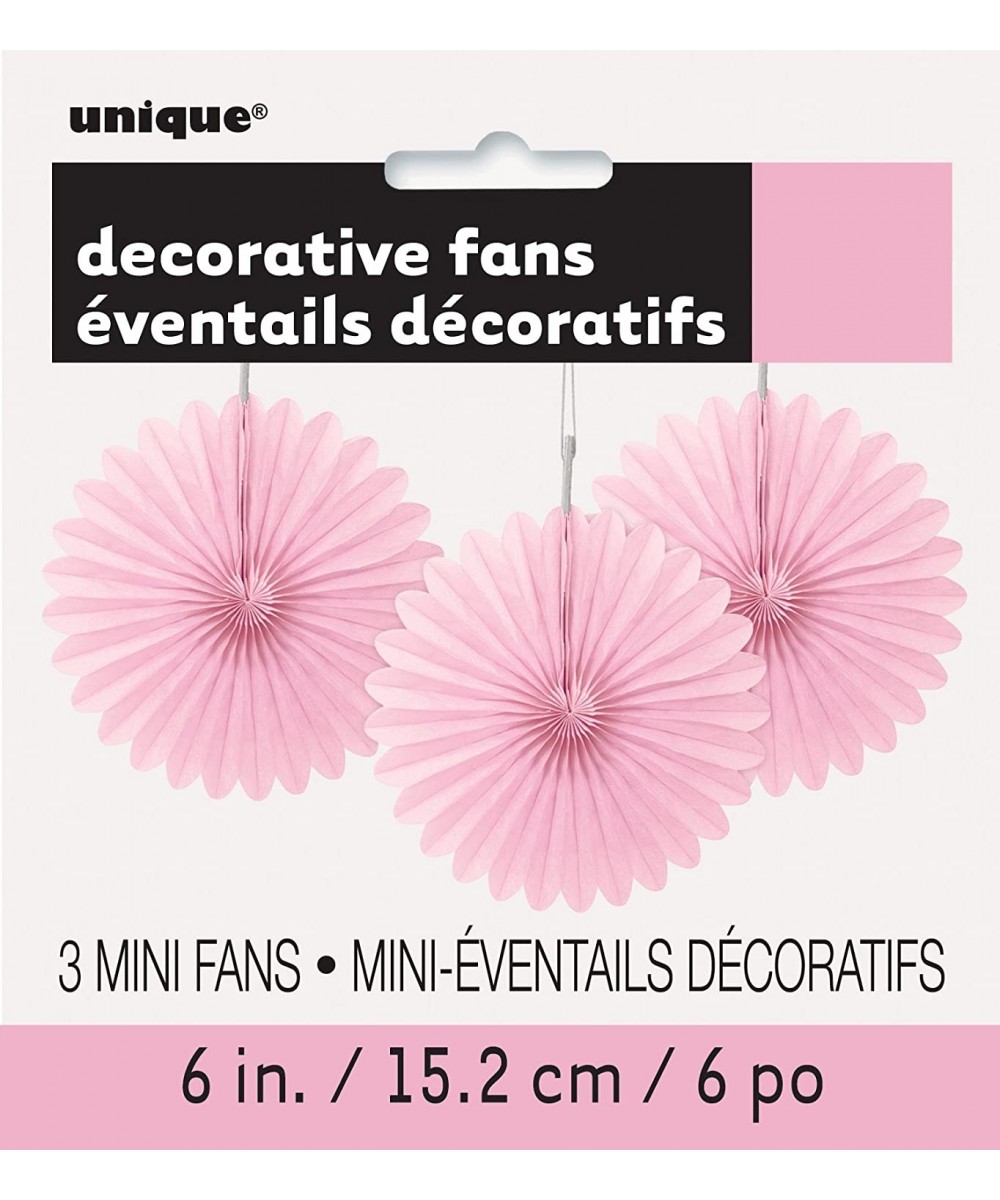 Unique Industries- Mini Tissue Paper Fan Decorations- 6 Inches- Party Supplies - Light Pink- Pack of 3 - Light Pink - C311V2I...