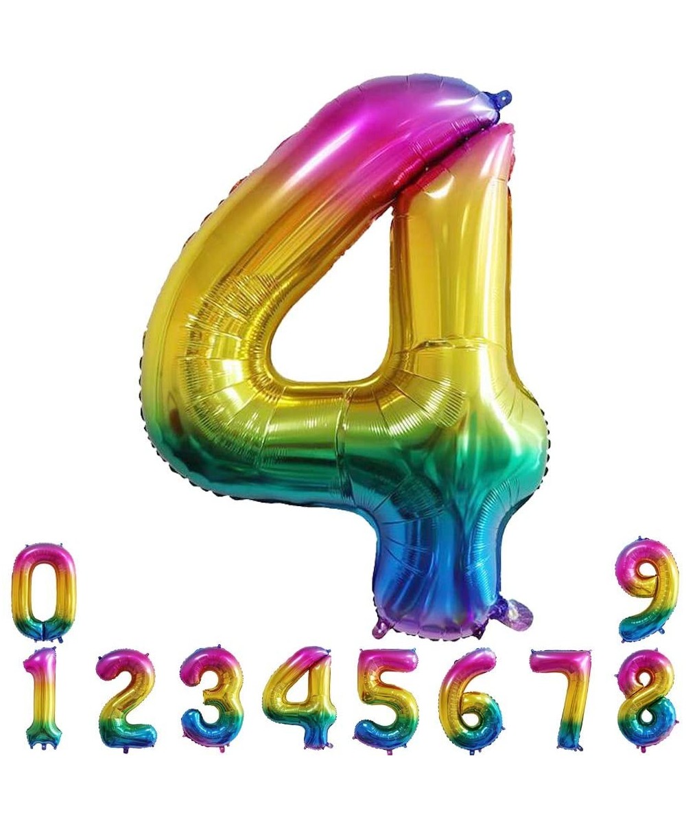 40 Inch Large Rainbow Balloon Number 4 Balloon Helium Foil Mylar Balloons Party Festival Decorations Birthday Anniversary Par...