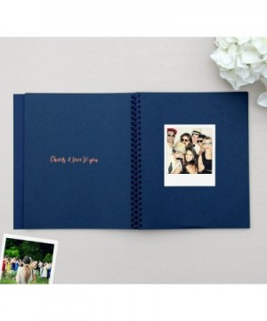 Photo Guest Book Wedding Guest Book- Modern Navy Cardstock Softcover- Flat-Lay Spiral 130 Navy pgs. Embossed Rose Gold Foil. ...