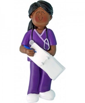 Personalized Scrubs Nurse Girl Christmas Tree Ornament 2020 - African-American Woman Practitioner Medical Health Care Purple ...