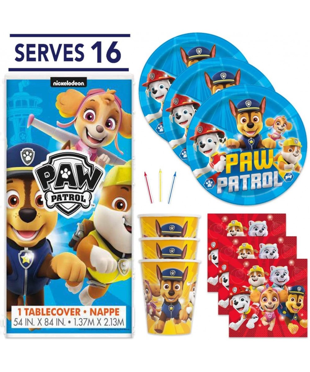 Paw Patrol Theme Birthday Party Set - Serves 16 - Tablecover- Plates- Napkins- Cups- Candles - C9195M2L45H $17.80 Party Packs