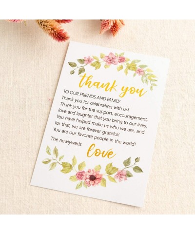 Wedding Thank You Place Setting Cards- Flower with Foil Gold- Chic and Elegant Wedding Table Centerpieces and Wedding Decorat...