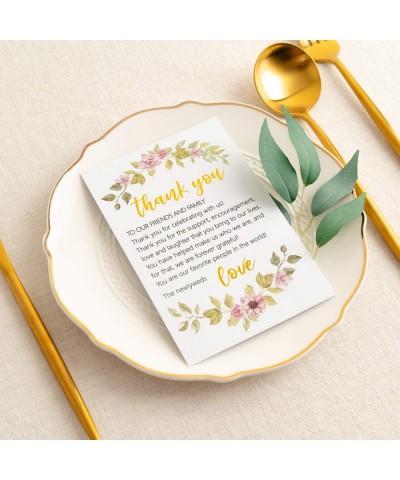 Wedding Thank You Place Setting Cards- Flower with Foil Gold- Chic and Elegant Wedding Table Centerpieces and Wedding Decorat...