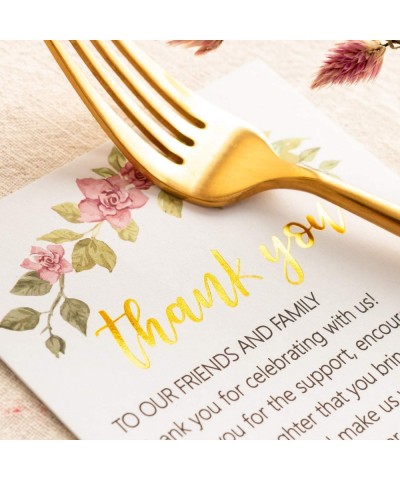 Wedding Thank You Place Setting Cards- Flower with Foil Gold- Chic and Elegant Wedding Table Centerpieces and Wedding Decorat...