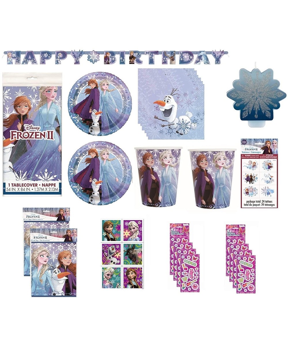 Frozen 2 Princess Birthday Party Supplies Bundle Set for 16 includes Plates- Napkins- Cups- Table Cover- Banner- Candle- Favo...