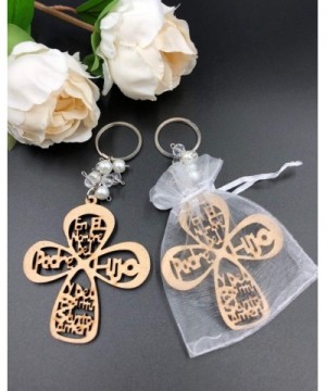 12Pcs Baptism New Cross Wood Design Keychain Comfirmation/Baptism/Comunion Favors for Boy or Girl Recuerdos de Bautizo With O...