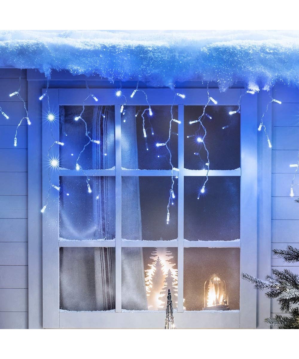 13ft 96 LED Icicle String Lights with Memory Function Controller- Indoor Outdoor Curtain Fairy Lights Hanging Decoration for ...