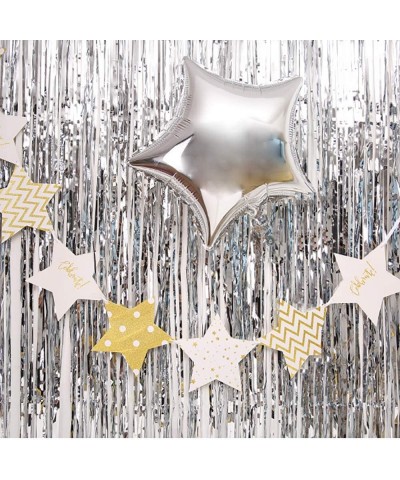 Metallic Foil Fringe Curtain Tinsel Shimmer Party Backdrop Photo Booth Props Birthday Wedding Celebration Décor 3x8ft (Silver...