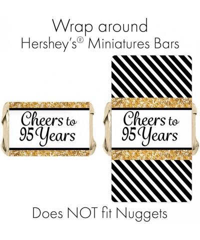 Black and Gold 95th Birthday Mini Candy Bar Wrappers - 45 Stickers - CQ18DTCA84R $5.78 Favors