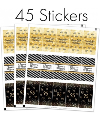 Black and Gold 95th Birthday Mini Candy Bar Wrappers - 45 Stickers - CQ18DTCA84R $5.78 Favors