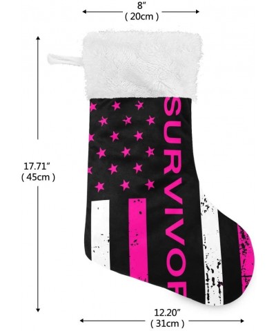 Christmas Stockings with Cancer Survivor Us Flag Print Xmas Stockings Ornament Gifts for Family Holiday Party Decor 1pcs - Ca...