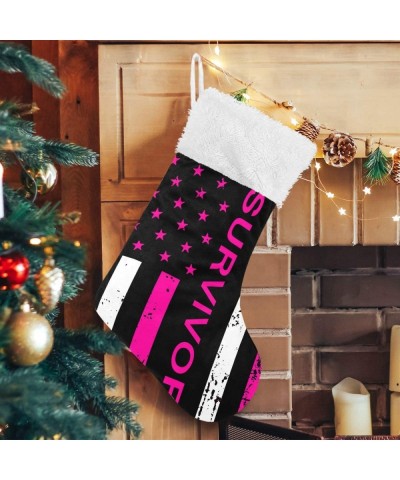 Christmas Stockings with Cancer Survivor Us Flag Print Xmas Stockings Ornament Gifts for Family Holiday Party Decor 1pcs - Ca...