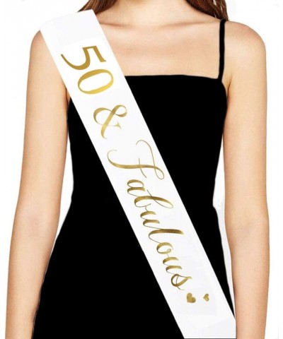 50th Birthday Sash- 50th Birthday Decorations Gifts- Supplies and Party Favors (White) - CA18IMKT6UI $4.72 Favors