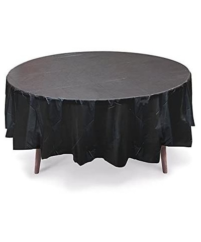 6-Pack Premium 84 Inch. Disposal Round Plastic Table Cover- Outdoor- Indoor Party- Picnic- Events- Ceremony (Black) - Black -...