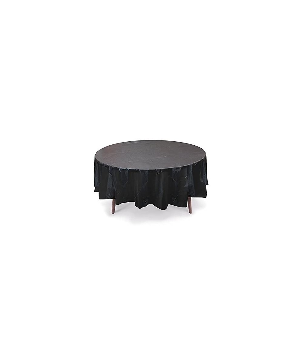 6-Pack Premium 84 Inch. Disposal Round Plastic Table Cover- Outdoor- Indoor Party- Picnic- Events- Ceremony (Black) - Black -...