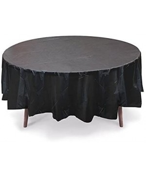 6-Pack Premium 84 Inch. Disposal Round Plastic Table Cover- Outdoor- Indoor Party- Picnic- Events- Ceremony (Black) - Black -...