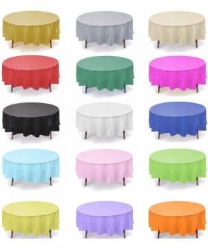 6-Pack Premium 84 Inch. Disposal Round Plastic Table Cover- Outdoor- Indoor Party- Picnic- Events- Ceremony (Black) - Black -...