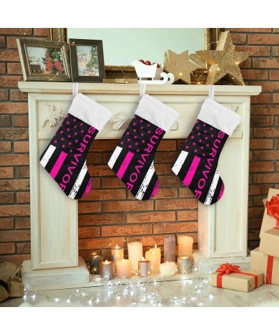 Christmas Stockings with Cancer Survivor Us Flag Print Xmas Stockings Ornament Gifts for Family Holiday Party Decor 1pcs - Ca...