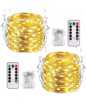 2 Pack 33ft 100 LED Christmas String Lights Outdoor Waterproof Warm White Fairy Lights Battery Operated with Remote Copper Wi...