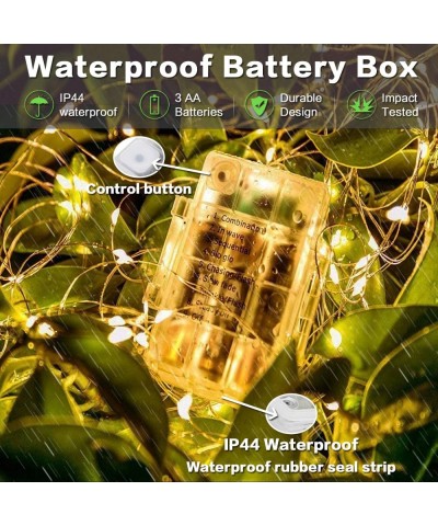 2 Pack 33ft 100 LED Christmas String Lights Outdoor Waterproof Warm White Fairy Lights Battery Operated with Remote Copper Wi...