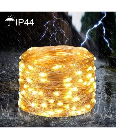 2 Pack 33ft 100 LED Christmas String Lights Outdoor Waterproof Warm White Fairy Lights Battery Operated with Remote Copper Wi...