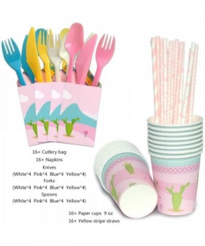 Llama Party Supplies Set - Cactus Pink Party Decorations for Girl Kids Birthday Banner Balloons Cutlery Bag Table Cover Plate...