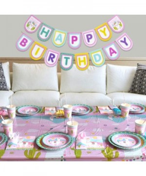 Llama Party Supplies Set - Cactus Pink Party Decorations for Girl Kids Birthday Banner Balloons Cutlery Bag Table Cover Plate...