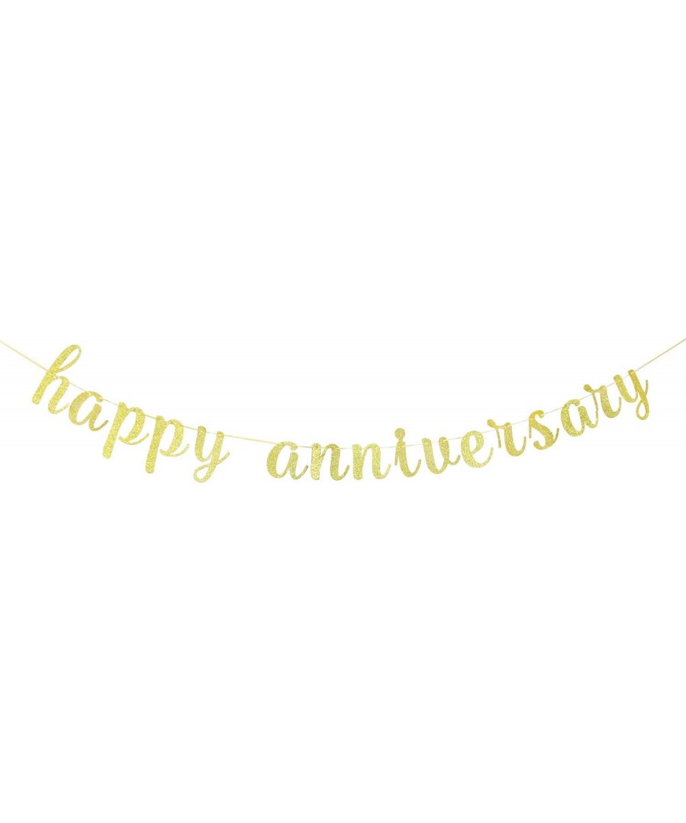 Glitter Gold Happy Anniversary Banner - Anniversary Sign - Birthday Banner - 1st Wedding Anniversary Party Bunting Decoration...