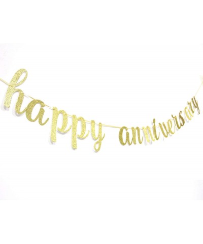 Glitter Gold Happy Anniversary Banner - Anniversary Sign - Birthday Banner - 1st Wedding Anniversary Party Bunting Decoration...