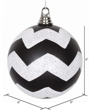 Black Matte with White Glitter Chevron Commercial Size Christmas Ball Ornaments 6" (150mm) - Black-white - CR11MX5GXH1 $21.71...