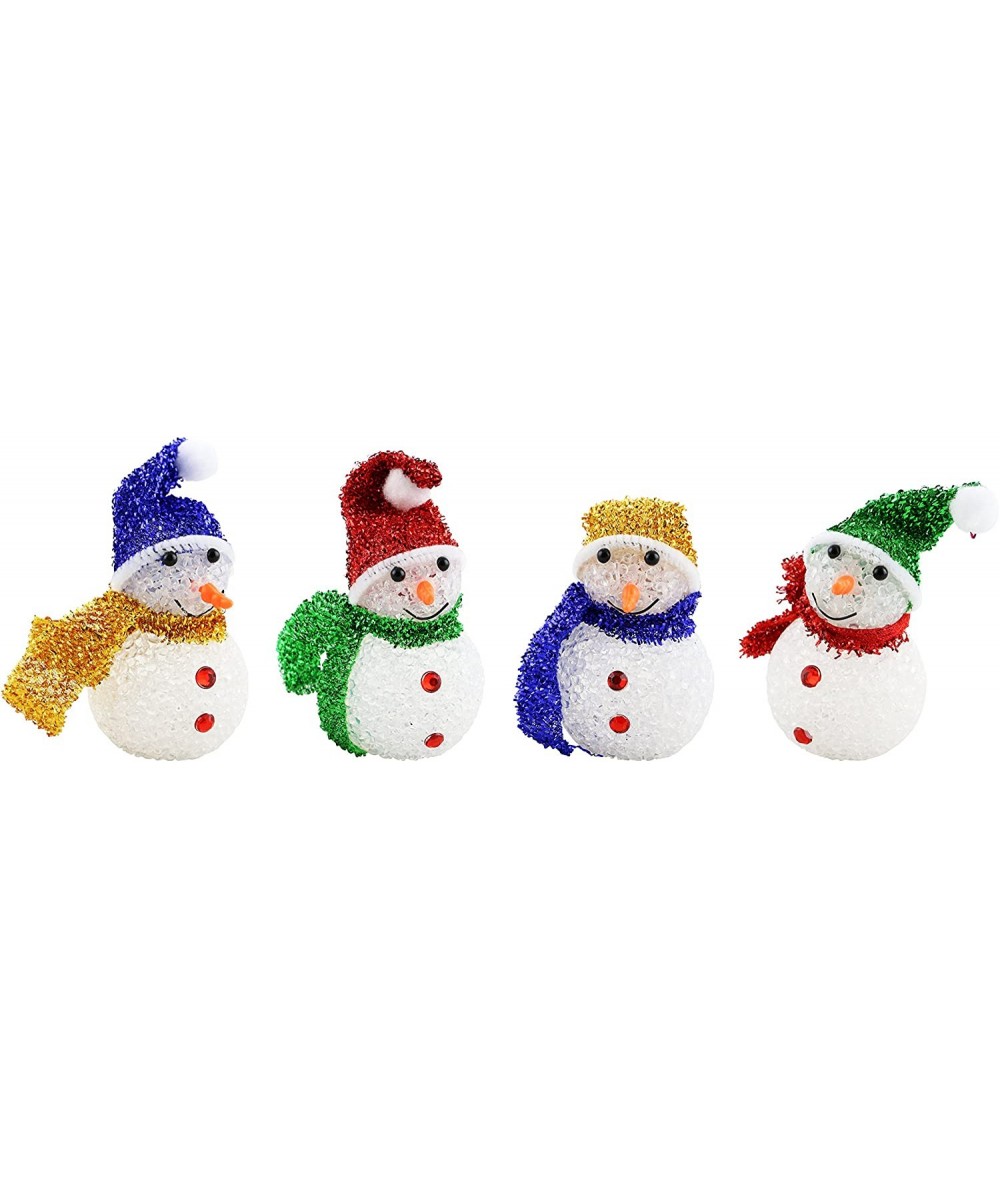 Snowman Christmas Tree Ornaments Light Up Assorted Snowmen 4-pc Set of 6-inch Tall Christmas Tree Hanging Decor Ornaments - C...