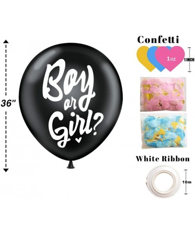 Jumbo Baby Gender Reveal Balloon 36 Inch with Heart Shape Pink and Blue Confetti- Big Black Latex Balloon for Boy or Girl Bab...