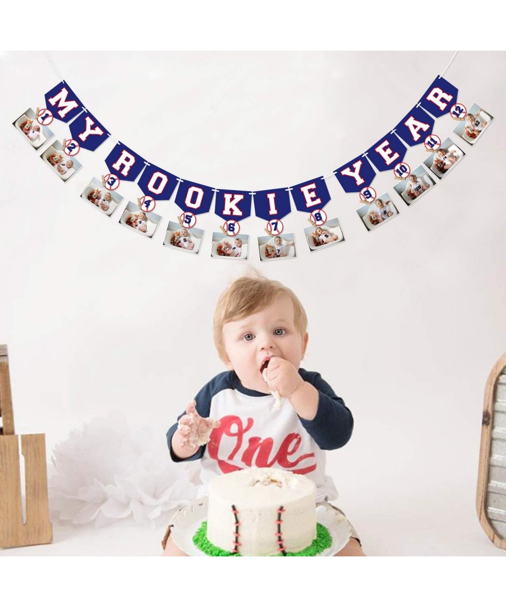 Baseball 1st Birthday Monthly Photo Banner Baseball Theme First Year Photo Banner My Rookie Year Banner for First Birthday Pa...