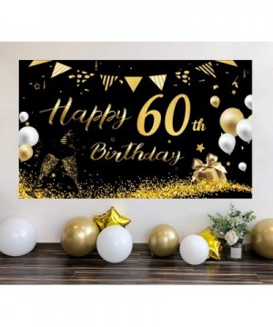 60th Birthday Party Decoration- Extra Large Black Gold Sign Poster 60th Birthday Party Supplies- 60th Anniversary Backdrop Ba...