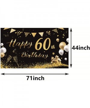 60th Birthday Party Decoration- Extra Large Black Gold Sign Poster 60th Birthday Party Supplies- 60th Anniversary Backdrop Ba...