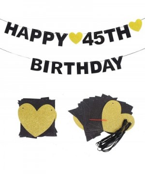 Happy 45th Birthday Banner Black Glitter 45 Years Old Bday Anniversary Party Decoration Sign for Women Men - 45th - CM18R4EA4...