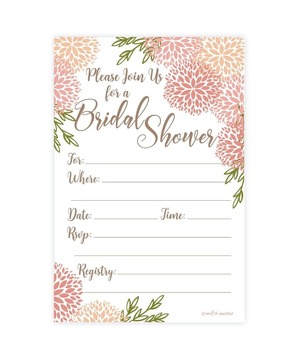 Coral Floral Bridal Shower Invitations (20 Count) With Envelopes - CF184209879 $6.82 Invitations